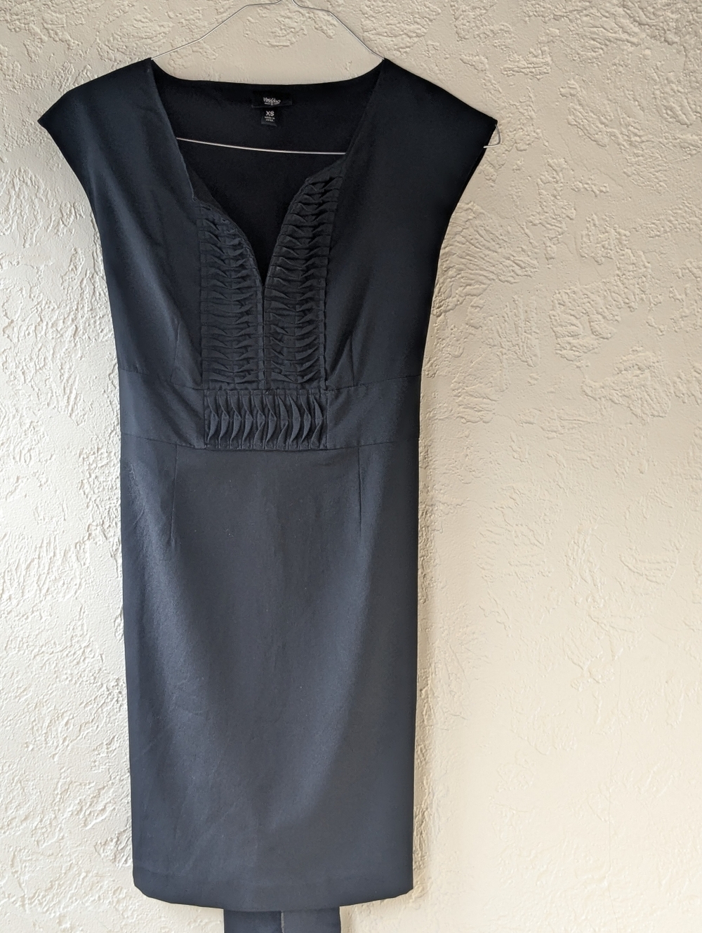 Mossimo Supply Co. Black Midi Sheath Dress with Pleated V-Front